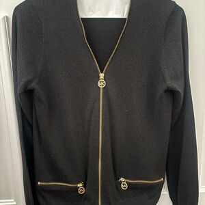 Michael Kors gold zippered cardigan